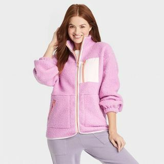 Veste Sherpa pour femme violette