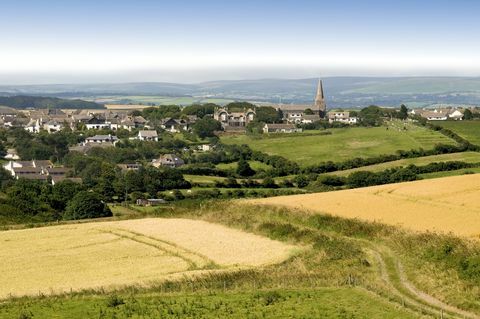 vue sur la campagne du Devon avec champs et terres agricoles