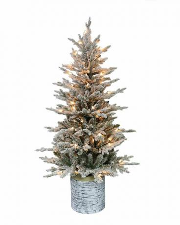 Arbre de Noël artificiel floqué en pot pré-éclairé