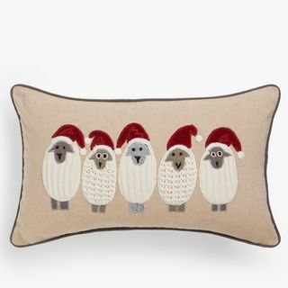 Coussin Sheep in Santa Hats, Naturel