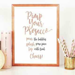 Enseigne Pimp your Prosecco en or rose