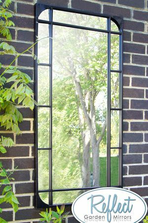 Miroir de jardin rectangulaire en métal en verre
