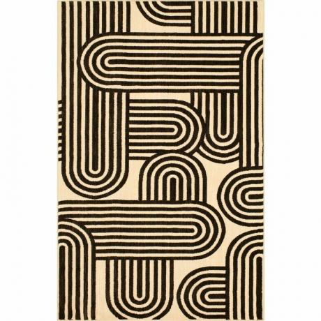 Tapis géométrique noir-beige