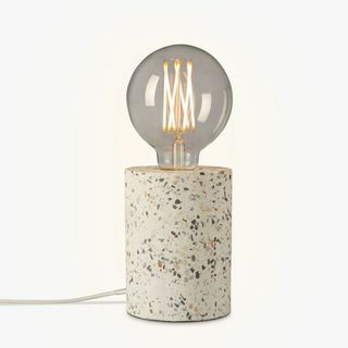 Lampe de table porte-ampoule en terrazzo, blanc