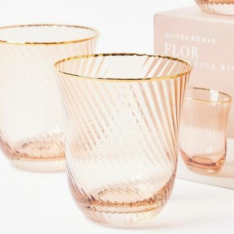 Verres à vin orange sans pied Flor, ensemble de 4