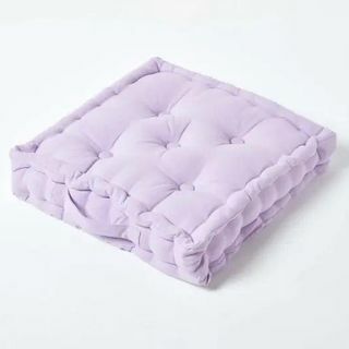 Coussin de sol en coton uni mauve