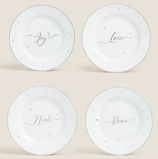 Lot de 4 petites assiettes métalliques de Noël