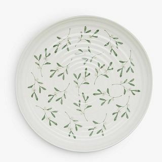 Plateau de service rond en porcelaine Gui, 31 cm, BlancVert