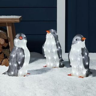 Trio de figurines de pingouin en acrylique pour l'extérieur