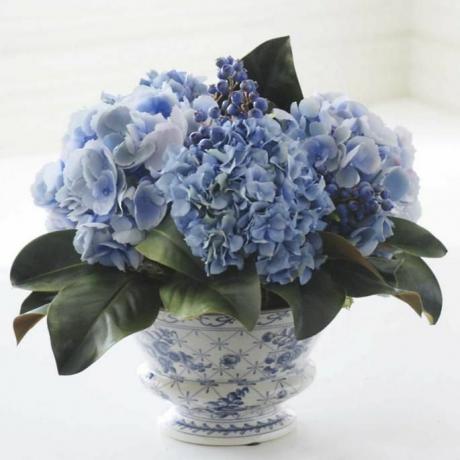 Hortensia mixte et chinoiserie aux bleuets