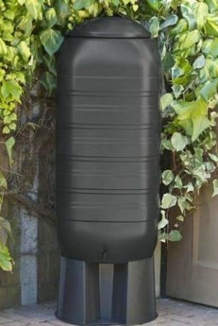 Récupérateur d'eau Slimline noir 250L avec robinet et couvercle avec support et inverseur