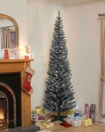 Sapin de Noël artificiel mince en épicéa de Norvège gris