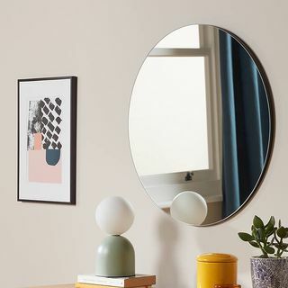 ANYDAYJohn Lewis & Partners Scandi Cut Frame Miroir mural rond, 50 cm, Noir