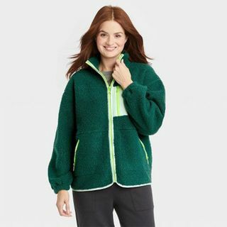 Veste Sherpa verte pour femme