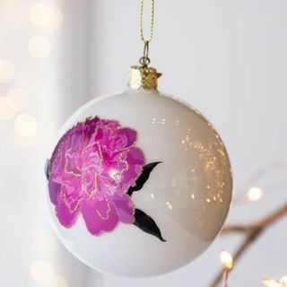 Décoration d'arbre de Noël en forme de boule de Noël blanche et rose opale
