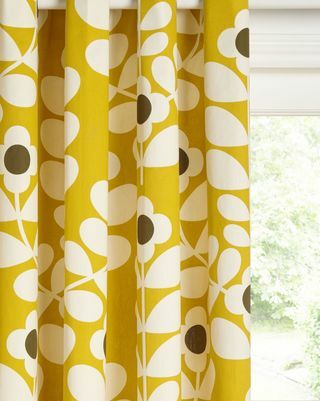 Orla Kiely Juniper tige tige rideaux à œillets doublés, Citrine