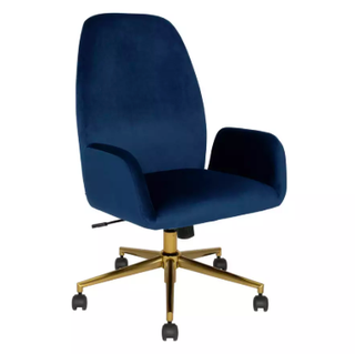 Chaise de bureau en velours Clarice - Bleu