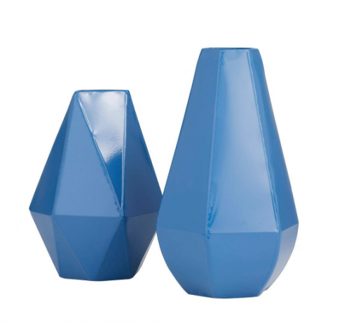 CosmoLiving, Vase géométrique en métal bleu