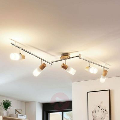 Spot de plafond LED en bois à cinq ampoules 