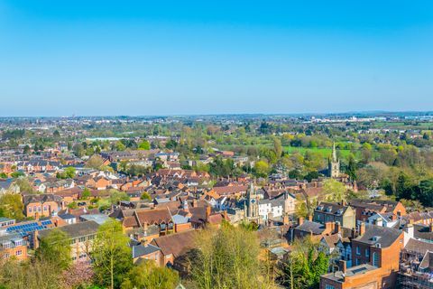 Vue aérienne de Warwick, Angleterre