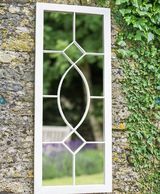 Grand miroir de jardin rectangulaire en métal crème