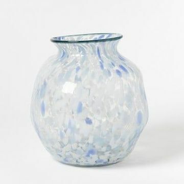 Vase en verre transparent à pois bleus Alma