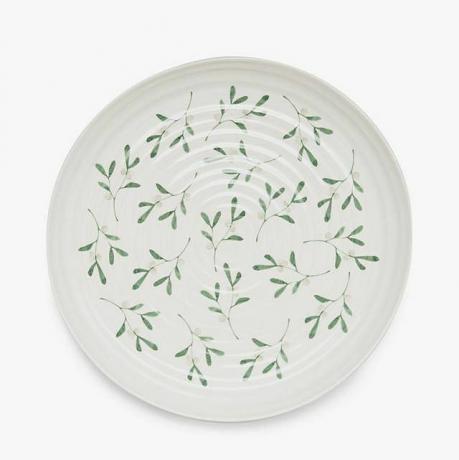 Plateau de service rond en porcelaine Gui, 31 cm, BlancVert