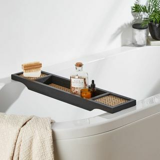 Support de bain noir en rotin français