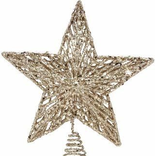 Topper étoile d'arbre à paillettes en or blanc