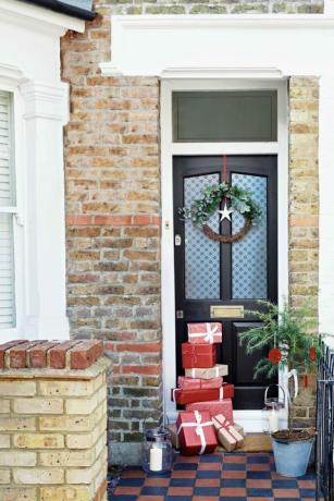 Dulux Weathershield porte d'entrée idée de décoration de Noël - extérieur de la maison - porte noire