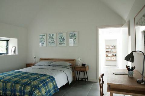 Chambre à coucher, rénovation de campagne dans le Morayshire rural dans le nord de l'Écosse.