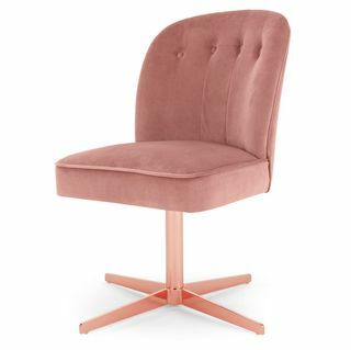 Chaise de bureau Margot, velours rose poudré et cuivre