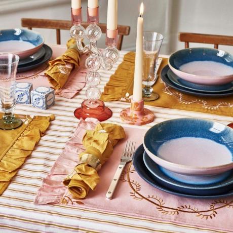 Sets de table en coton rose Loretta, ensemble de deux