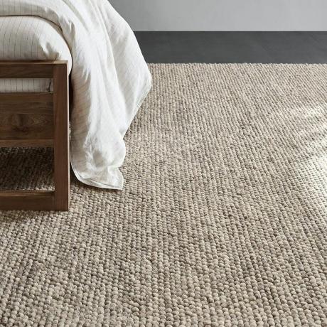 Tapis texturé crème et gris en mélange de laine Orly