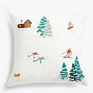 Coussin Imprimé Ski, BlancMulti