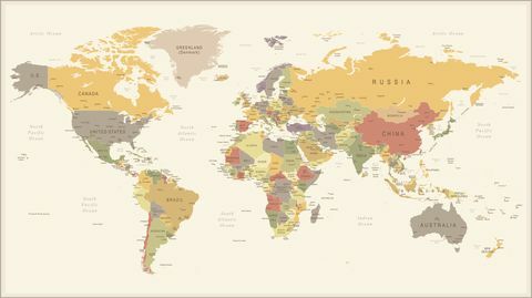 Carte du monde rétro vintage - illustration