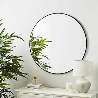 Miroir mural rond avec cadre 80 cm Noir