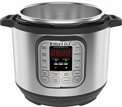 Autocuiseur électrique Instant Pot Duo V2 7 en 1, 6 pintes, 5,5 L 1000 W, acier inoxydable brossé / noir, 220-240 V, casserole intérieure en acier inoxydable