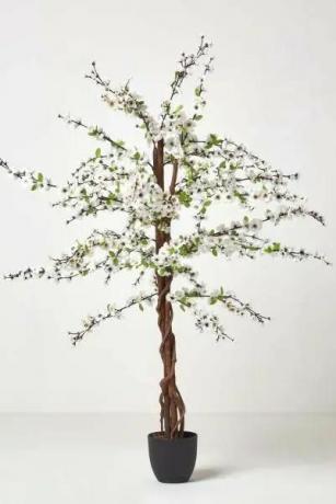 Arbre à fleurs artificielles avec des fleurs en soie blanche