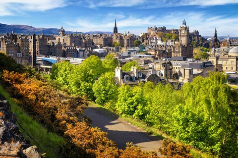 Vue sur Édimbourg historique de Calton Hill, Écosse, Royaume-Uni