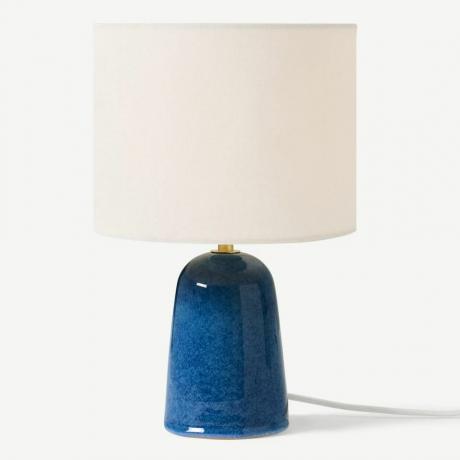 Lampe de table Nooby, céramique glaçure réactive bleue