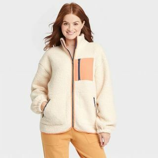 Veste Sherpa crème pour femme