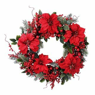 Couronne de poinsettia et de baies